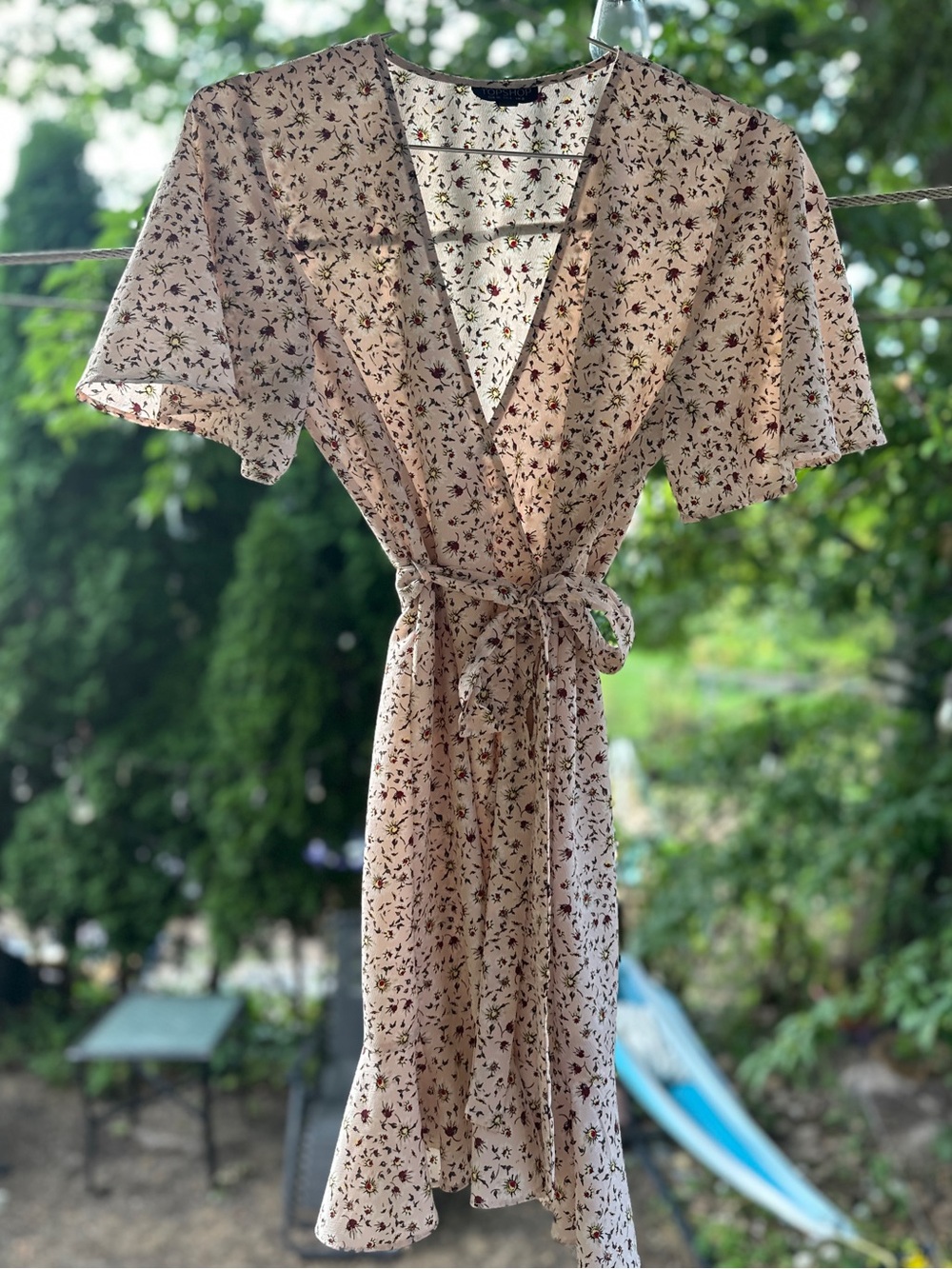 Topshop Pink Floral Wrap Dress